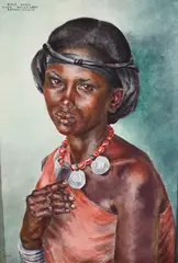 Portrait of Boko Roba Signed JOY by Joy Adamson, Watercolour heightened with bodycolour, sold May 2022