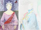 Study for the portrait of HM Queen Elizabeth by Norman Douglas Hutchinson, Mixed media on joined paper, offered May 2022