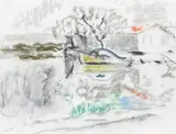 Paysage avec petit bateau With artist's studio stamp by Willy Eisenschitz, Pastel, offered May 2022