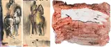Study of a Chinese horse and rider from behind by Ladislas Kijno, charcoal, offered May 2022