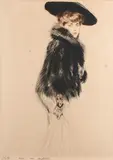 Madame Helleu à la pèlerine de fourrure Signed and inscribed by Paul César Helleu, Etching and drypoint, offered May 2022