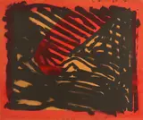 Red Eye Signed with initials and dated HH 81 by Howard Hodgkin, Lithograph using a red lipstick printed in black, with hand colouring by Cinda Sparling, sold May 2022