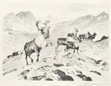 Above Timberline Signed and inscribed To Arthur H by Carl Rungius, Etching and drypoint, sold May 2022