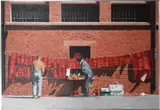 1990 acrylic by Lam Yuk Fai Red Wall, acrylic on canvas, sold Mar 2022