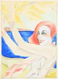 Woman on a Beach by Dorte Clara Dodo Burgner, pencil and watercolour on paper, sold Mar 2022