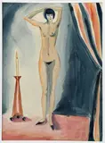 Nude standing beside a Candle by Dorte Clara Dodo Burgner, watercolour on paper, offered Mar 2022