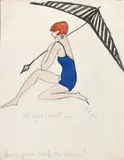 Beach Beauty by Dorte Clara Dodo Burgner, pencil and ink on paper, offered Mar 2022