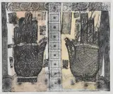 Hands by Joanna Veevers, lithograph on paper, offered Mar 2022