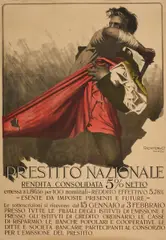 Prestito Nationale lithograph in colours on paper by Mario Borgoni, lithograph, offered Mar 2022