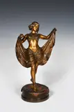 Exotic Dancer a large cold painted bronze figure with hinged dress by Franz Xavier Bergman, bronze, sold Mar 2022