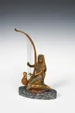 Exotic Harpist cold painted bronze by Franz Xavier Bergman, bronze, sold Mar 2022