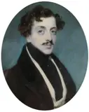 Portrait miniature of a gentleman wearing a black coat and white by Edward Robertson, oil, offered Mar 2022