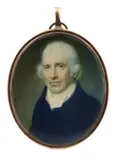 Portrait miniature of a gentleman wearing a blue coat Oval by Charles Robertson, oil, sold Mar 2022
