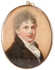 Portrait miniature of a young man wearing a brown coat by Abraham Daniel, oil, offered Mar 2022