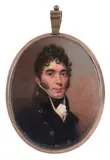 Portrait miniature of a gentleman wearing a black coat and black by Samuel John Stump, oil, sold Mar 2022