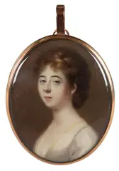 Portrait miniature of a lady wearing a white dress Oval by Abraham Daniel, oil, sold Mar 2022