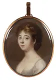 Portrait miniature of a lady wearing a white dress Oval by Abraham Daniel, oil, sold Mar 2022