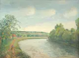 River landscape with a figure on path Signed Cordey by Frédéric Samuel Cordey, Oil on canvas, offered Mar 2022
