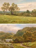 Landscape with cottages by Robert Gallon, oil on canvas, sold Mar 2022
