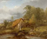 The watermill Indistinctly by George Burrell Willcock, Oil on canvas, offered Mar 2022