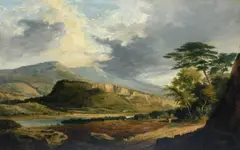 Landscape at Bannockburn near Stirling Oil by George Vincent, Oil on panel, sold Mar 2022