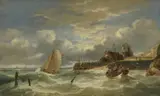 Fishing off the Dutch coast Oil by John James Wilson, Oil on panel, sold Mar 2022
