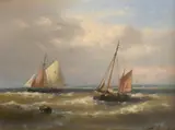 Seascape with fishing boats Signed A Hulk by Abraham Hulk Jnr, Oil on panel, sold Mar 2022