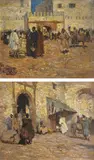 Outside the Gate of Lion by Robert E. Groves, oil on board, sold Mar 2022