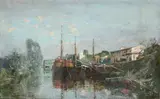 Barges on a canal Signed and dated A by Auguste-Louis Lepère, Oil on canvas, offered Mar 2022