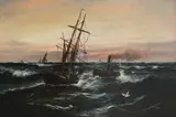 Towing In Signed E by Edward Henry Eugene Fletcher, Oil on canvas, offered Mar 2022