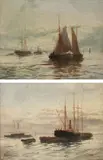 Shipping and barges on the Thames Estuary by Edward Henry Eugene Fletcher, oil on canvas, sold Mar 2022