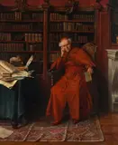 A cardinal in his library Signed and inscribed E Eichinger/Wien by Erwin Eichinger, Oil on panel, sold Mar 2022