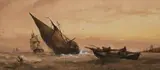 Thames Shipping Signed R Nibbs by Richard Henry Nibbs, Watercolour and pen and ink, heightened with white, offered Mar 2022