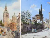 View of Toledo Cathedral and Plaza Ayuntamiento by William Wiehe Collins, watercolour, sold Mar 2022