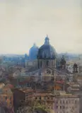 Rome from My Window Signed with initials MEB by Mary Elizabeth Braithwaite, Pencil and watercolour, sold Mar 2022