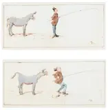 Fishing peacefully by Ernest Henri Griset, Pencil, sold Mar 2022