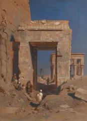 Doorway leading from the Court of the Temple of Isis to the Small by Carl Werner, Pencil, watercolour and bodycolour, sold Mar 2022