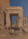 Doorway leading from the Court of the Temple of Isis to the Small by Carl Werner, Pencil, watercolour and bodycolour, sold Mar 2022