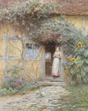 The Cottage Door Signed H by Helen Allingham, Watercolour with scratching out, offered Mar 2022