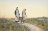 The Clothes Basket Signed and dated H by Helen Allingham, Pencil and watercolour, sold Mar 2022