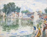 Washerwomen at a temple tank by Angelo Fairfax Muckley, Pencil and watercolour, sold Mar 2022