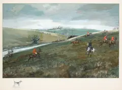 The chase Signed and indistinctly dated Michael Lyne/19 by Michael Lyne, Watercolour and bodycolour with pencil sketch to mount, sold Mar 2022
