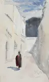 Street scene in Blida by Hercules Brabazon Brabazon, Pencil and watercolour heightened with white, sold Mar 2022