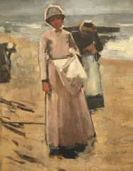 Beachcombers Signed and inscribed TO/E by Henry Herbert La Thangue, Oil on canvas, sold Dec 2021