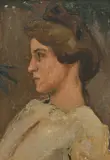 Portrait study of Jeanne Pages Oil by Jules Eugene Pages, Oil on canvas laid on board, sold Dec 2021