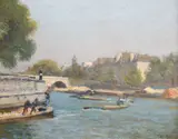 View of the Seine Signed and indistinctly dated C Boiry *9 by Camille Boiry, Oil on board, sold Dec 2021