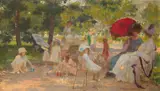 Summer in the park Signed R by René Rousseau-Decelle, Oil on canvas, sold Dec 2021