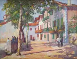 Street scene in Ciboure Signed Floutier by Louis Floutier, Oil on canvas, sold Dec 2021