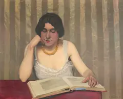 Liseuse au collier jaune Signed and dated F by Félix Vallotton, Oil on canvas, sold Dec 2021