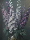 Still life with delphiniums in a vase Signed Frank O Salisbury by Frank O. Salisbury, Oil on canvas, offered Dec 2021